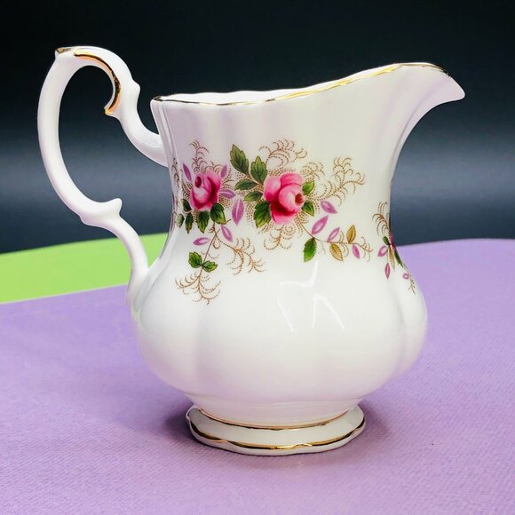 Vintage 60s Royal Albert England Lavender Rose Creamer: Gilded Bone China - Picture 4 of 10